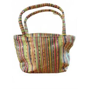 Rainbow Stripe Rhinestone Mini Top-Handle Bag